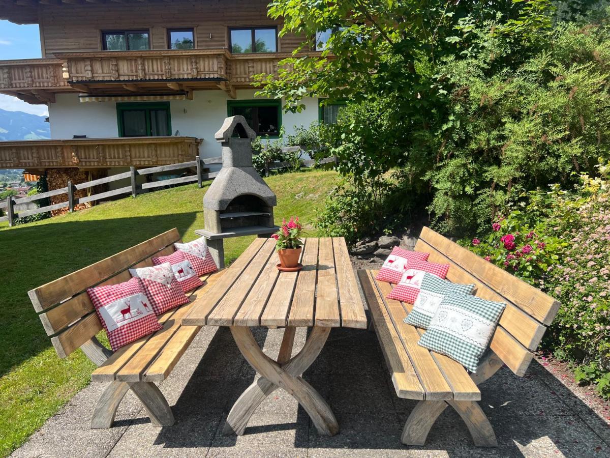 Ferienwohnung Gamsbock Panorama View Balkon, Gartensauna, Garten, Grillplatz Stumm Eksteriør billede